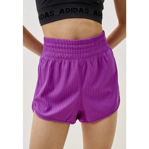 Adidas Women’s Small Pacer Rib Shorts High Rise Athletic Bottoms Training NEW - Picture 1 of 11